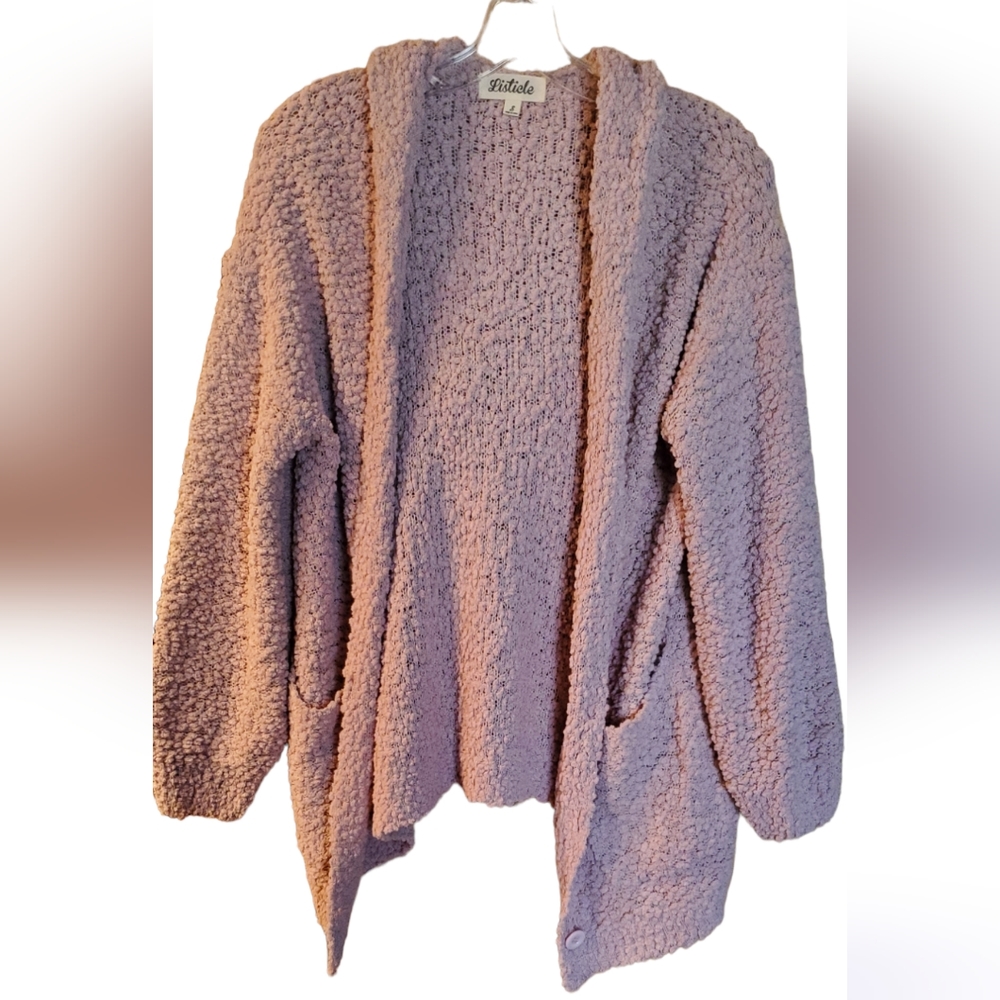 ✨️🆕️Textured Dusty Rose Hooded Cardigan | Lysticle Sz S